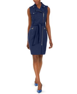 Calvin Klein Petite Sleeveless Moto Sheath Dress \u0026 Reviews - Dresses -  Petites - Macy's